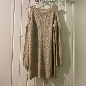 Flying Tomato beige cold shoulder sweater-medium EUC